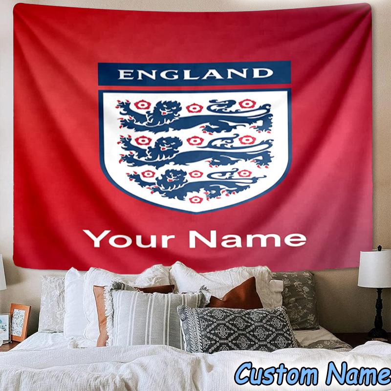 Custom Name England National Printed Tapestry, for Bedroom,Livingroom, dormitory, Large Wall Decor, Fabric Decor Fan Birthday Gifts