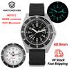 Watchdives WD1972 Kvartsur VH31 Sekundviser som går Sakte Safirglass BGW9 Lysende 20Bar Vanntett Vintage Herreur