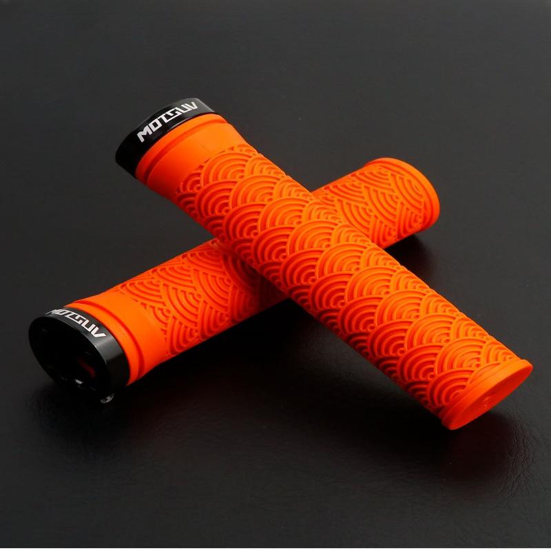 1Pair Bicycle TPE Handle Cover, Mountain Bike Xiangyun Non-slip Unilateral Locking Universal Grip Cover, Cycling Accessories