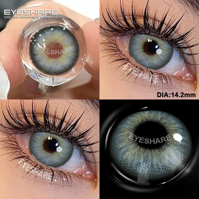 EYESHARE 2pcs Fashion Colored Contact Lenses Cosmetic Natural Pupils Blue Eyes Yearly Use Beauty Makeup