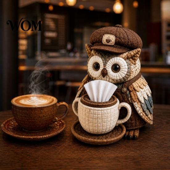 Easy Sewing Project Kit DIY Tissue Box Cover Kit, Owl Shape, Soft Textures Patchwork Woodland Animal Decor Handmade for Handicraft Enthusiast