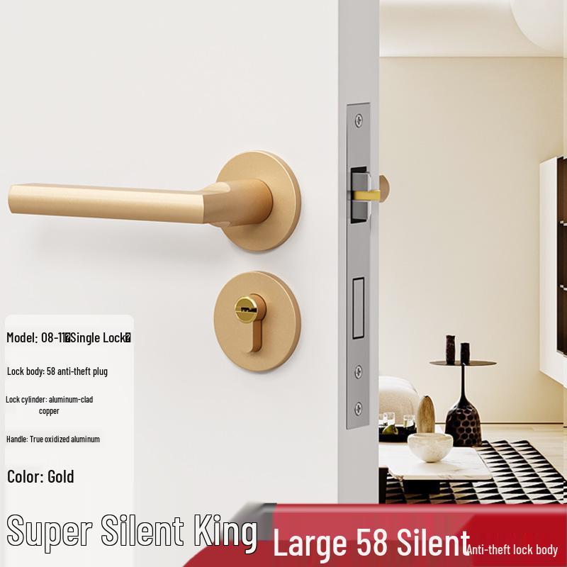 Magnetic Silent Black Wooden Bedroom Door Handle Lock