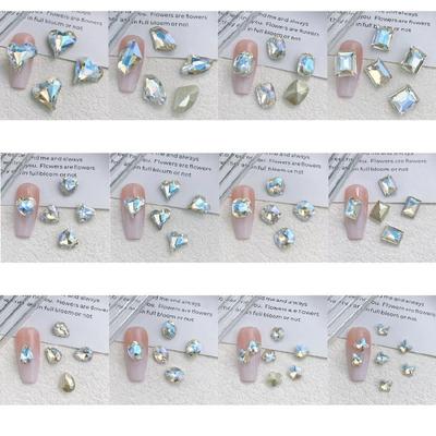 10 Pcs Square Nail Rhinestones Charms Heart Nail Charms Butterfly Nail Art Charm
