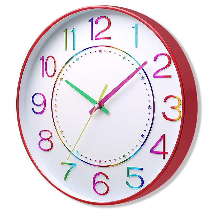 12 İnç 30CM Sessiz Duvar Saati, Yaratıcı ve Şık, Çocuk Odası Ev Oturma Odası Üç Boyutlu Dijital Minimalist Saat