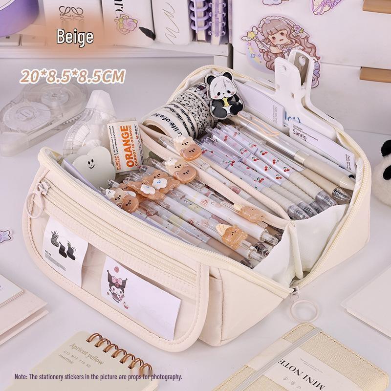 Pencil Case, Large Capacity Multi‑layer Zipper Pencil Pouch, Girlish Heart Portable Pen Bag for Elementary Students Teens Girls Women