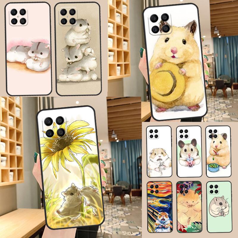 Hamster Art Silicone Case For Huawei P40 P30 P20 Lite P50 Nova 9 5T Honor 50 Pro X9 X7 X8 Back Cover