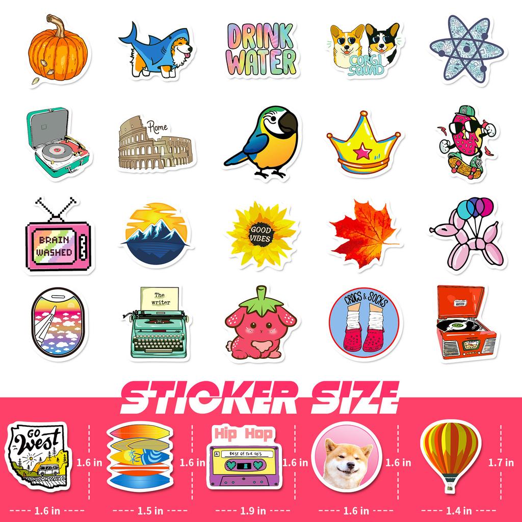 100 Small Size 4Cm Small Fresh Tape Mix And Match Stickers Cute Cartoon Outdoor Graffiti Stickers