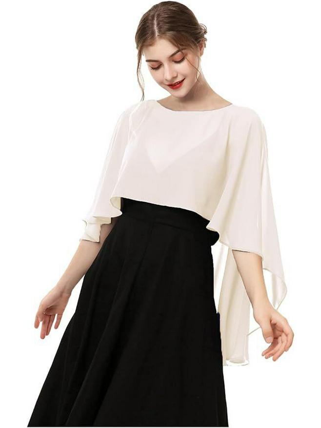 

Женская шифоновая шаль: Вечернее болеро, Свадебный кардиган или Аксессуар для защиты от солнца One Size шампанского