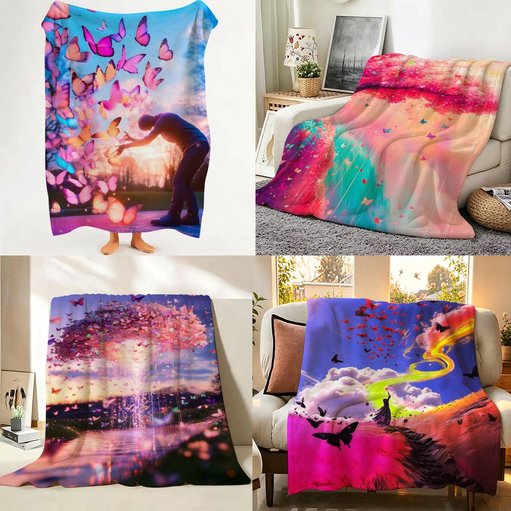 Art B Beautiful C Color Throw Flannel Throw Blanket Suitable for Sofa Living Room Bedroom
