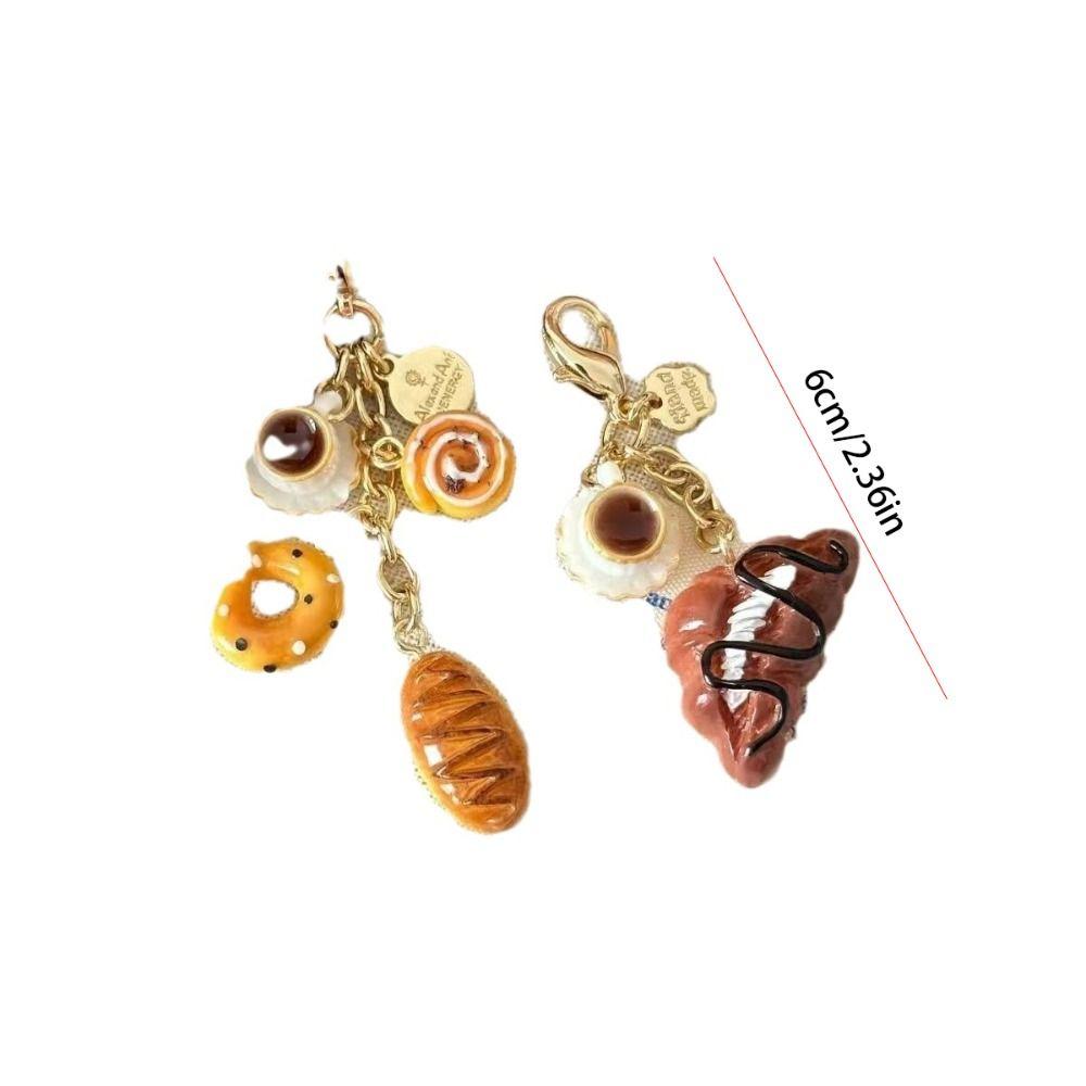 Bagel Cartoon Key Chains Alkali Bread Bag Pendant Portable Coffee Bread Keychain  Bag Pendant