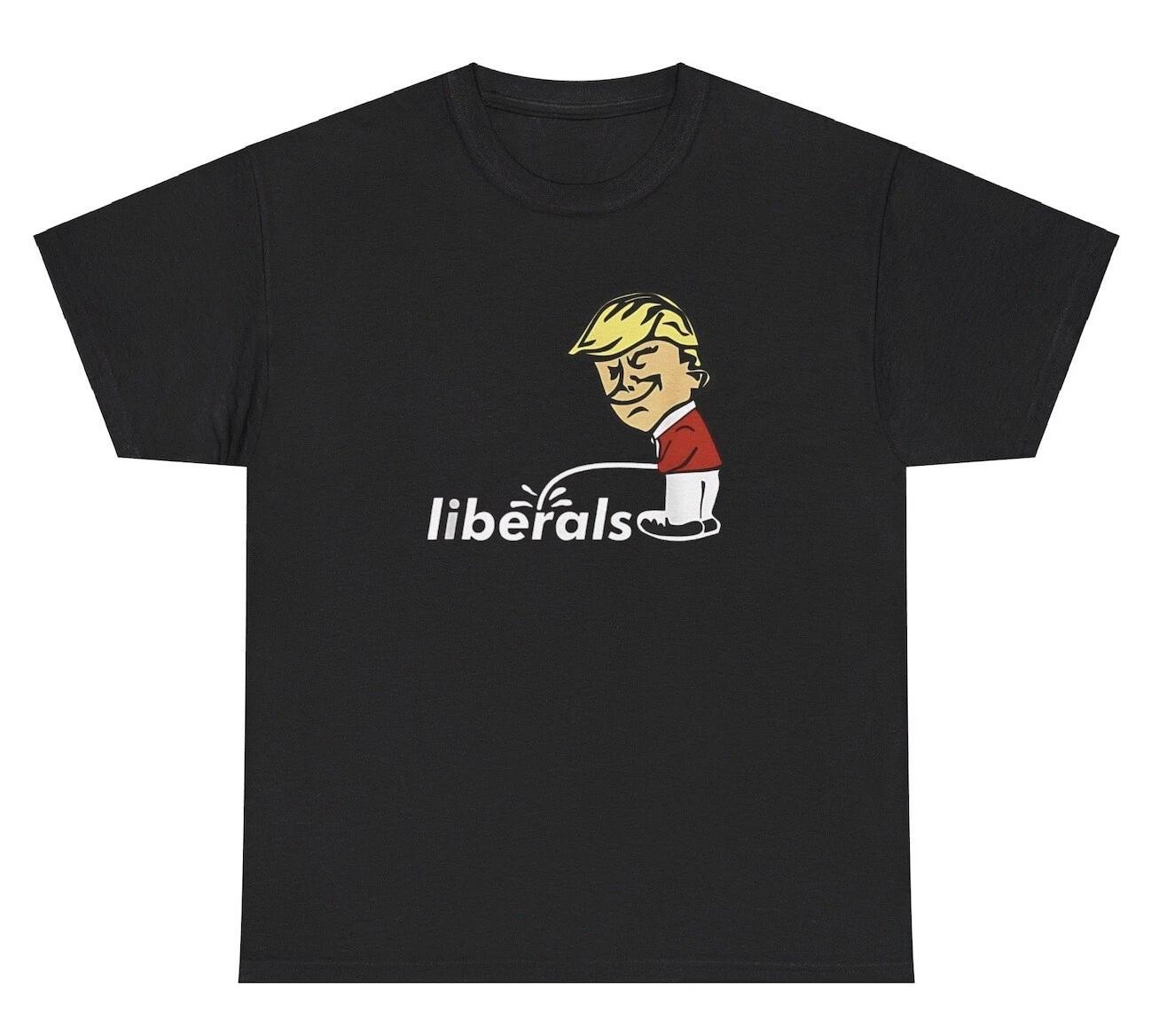 Trump Pissing On Liberals Meme T Shirt Funny Republican MAGA Offensive Humor Tee M