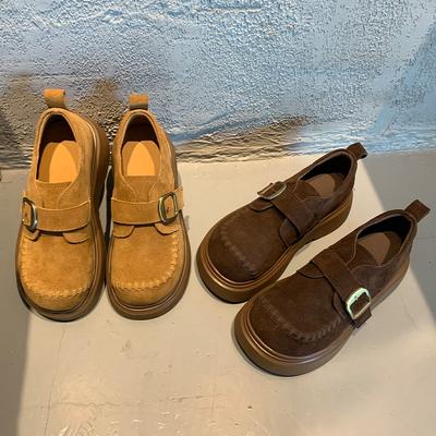 Schaumstoffsohle LedereinzelSchuhe Herbst Neu Plateau Damenschuhe Lässig Mode Pendler Damen