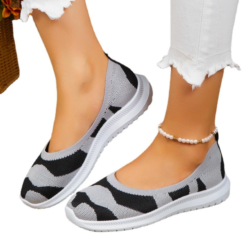 Female Shoes on Sale 2024 Slip-on Women's Vulcanize Shoes  Color Matching Ladies Casual Shoes Light Round Toe Mesh Sneakers