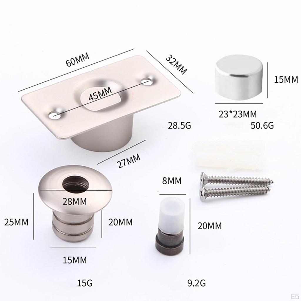Magnetic Door Stop Quiet Hidden Stopper for Dorm Office Buildings Home Milky White