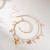 Ocean Series Boho Starfish Conch Pendant Waist Chain for Women Double Layer Imitation Pearl Beaded Belly Chain Body Jewelry