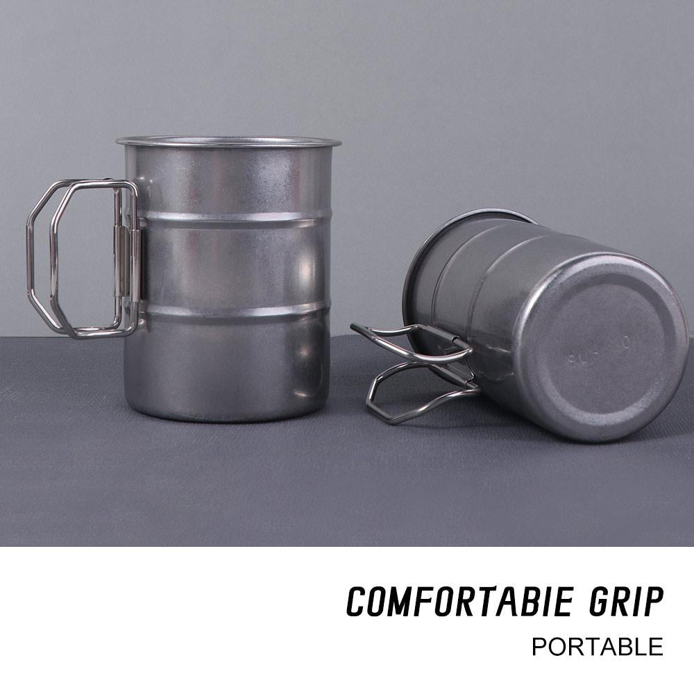 Oil Barrel Shape Stainless Steel Camping Mug Heat-resistant Portable Outdoor Drinking Cup  Coffee
