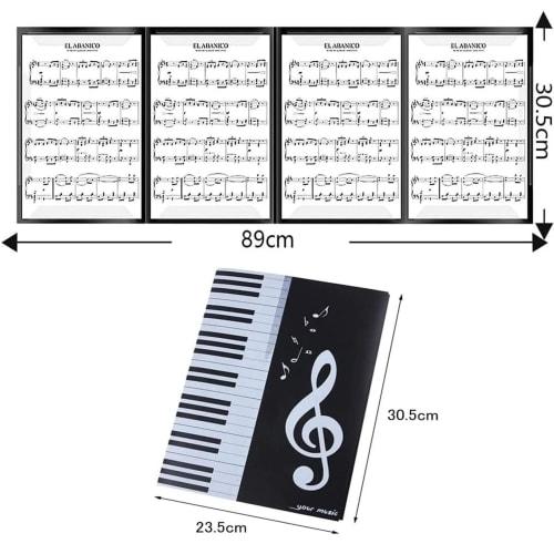 4-sided sheet music file, holds 6 sheets, A4 size, expandable, lesson file cover, sheet music, composition, piano, digital piano accessories