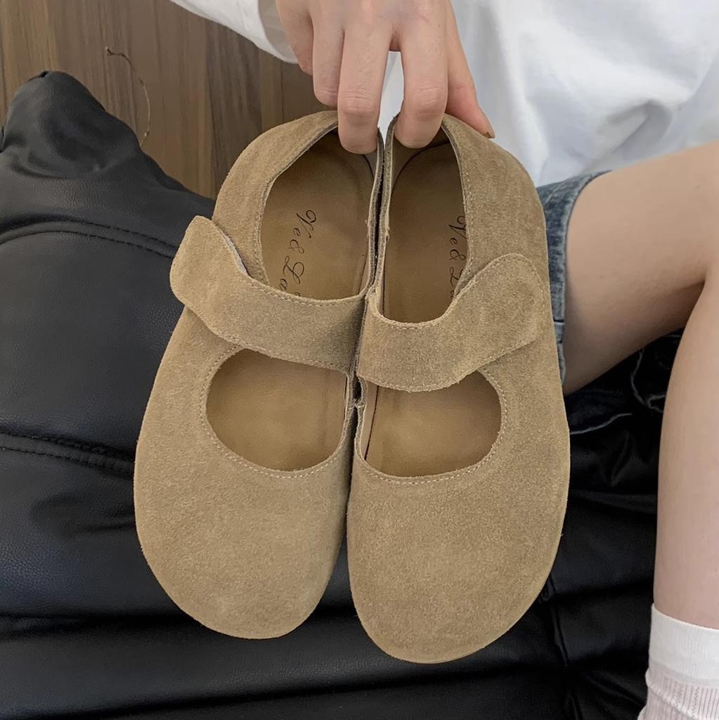 Scarpe Boken con plateau borsa da donna testa di pelle mezze pantofole abbigliamento esterno da donna 2025 nuova primavera Mary Jane a un pedale scarpe singole