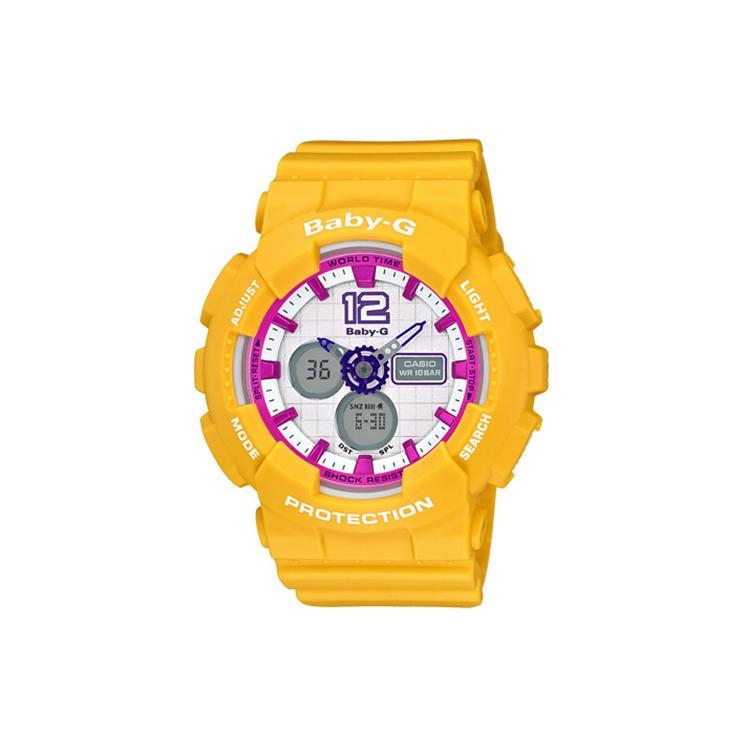 CASIO BABY G Collection Quartz Movement Resin Strap Watch Women s Watch White Dial BA-120-9B Yellow Strap