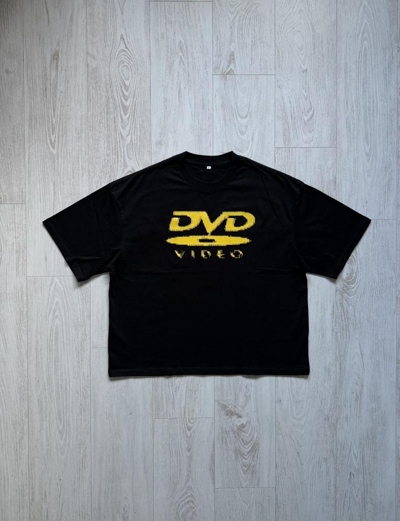 T-shirt Stampa Boxy Retro Street Y2k con Logo DVD Video Oversize Uomo Donna Casual Cotone Larga Streetwear Harajuku Femminile Maschile Tee