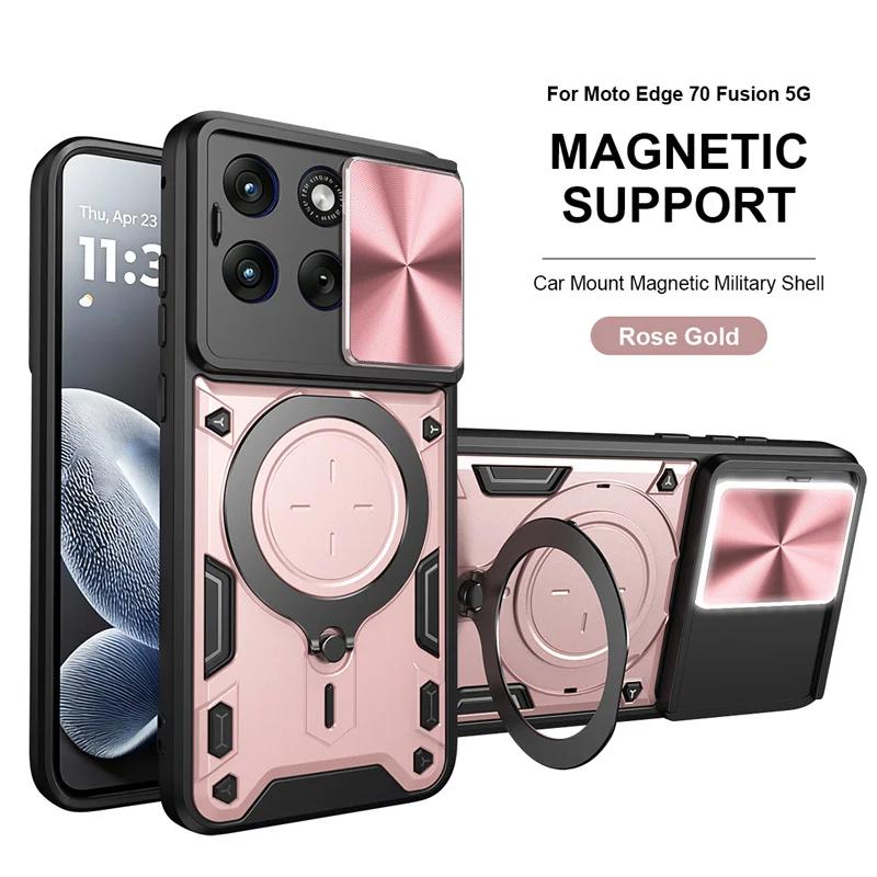 For Motorola Edge 70 Fusion 5G Case Slide Lens Protector Armor Funda For Moto Edge 70 Fusion Car Magnetic Holder Ring Back Cover