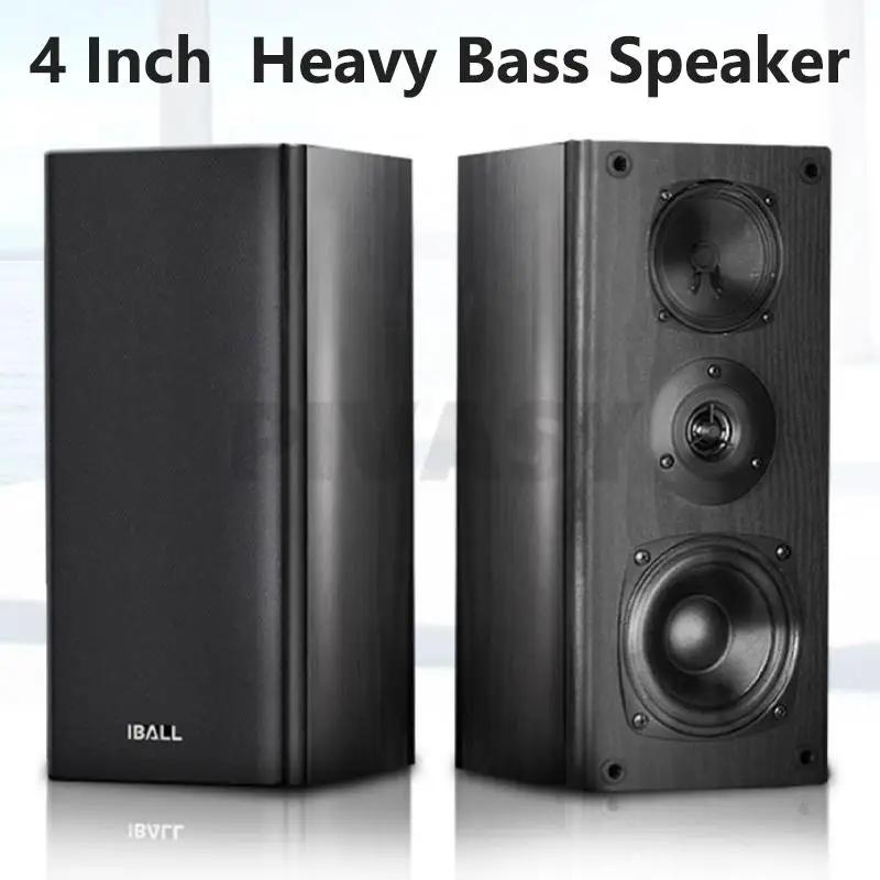 4 Inch Subwoofer Speaker HiFi Passive Bookshelf Speaker Three-Way Surround Sound Speaker Sound Box 60W Power Speaker A Pair