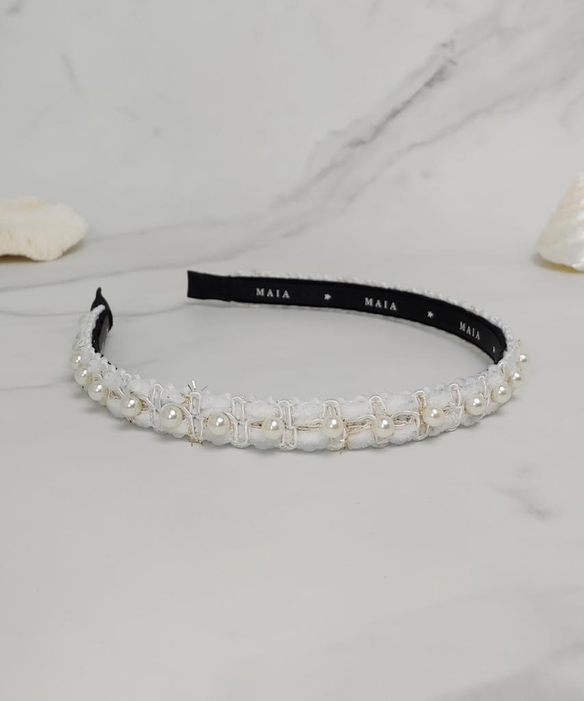 Maia Pearl Bead Headband - White