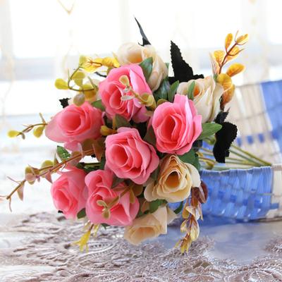6 Çatal 12 Baş Simüle Güller Parlak Renkler Gerçekçi Görünüm Yapay Çiçekler Fotoğraf Aksesuarları Ev Dekorasyonu