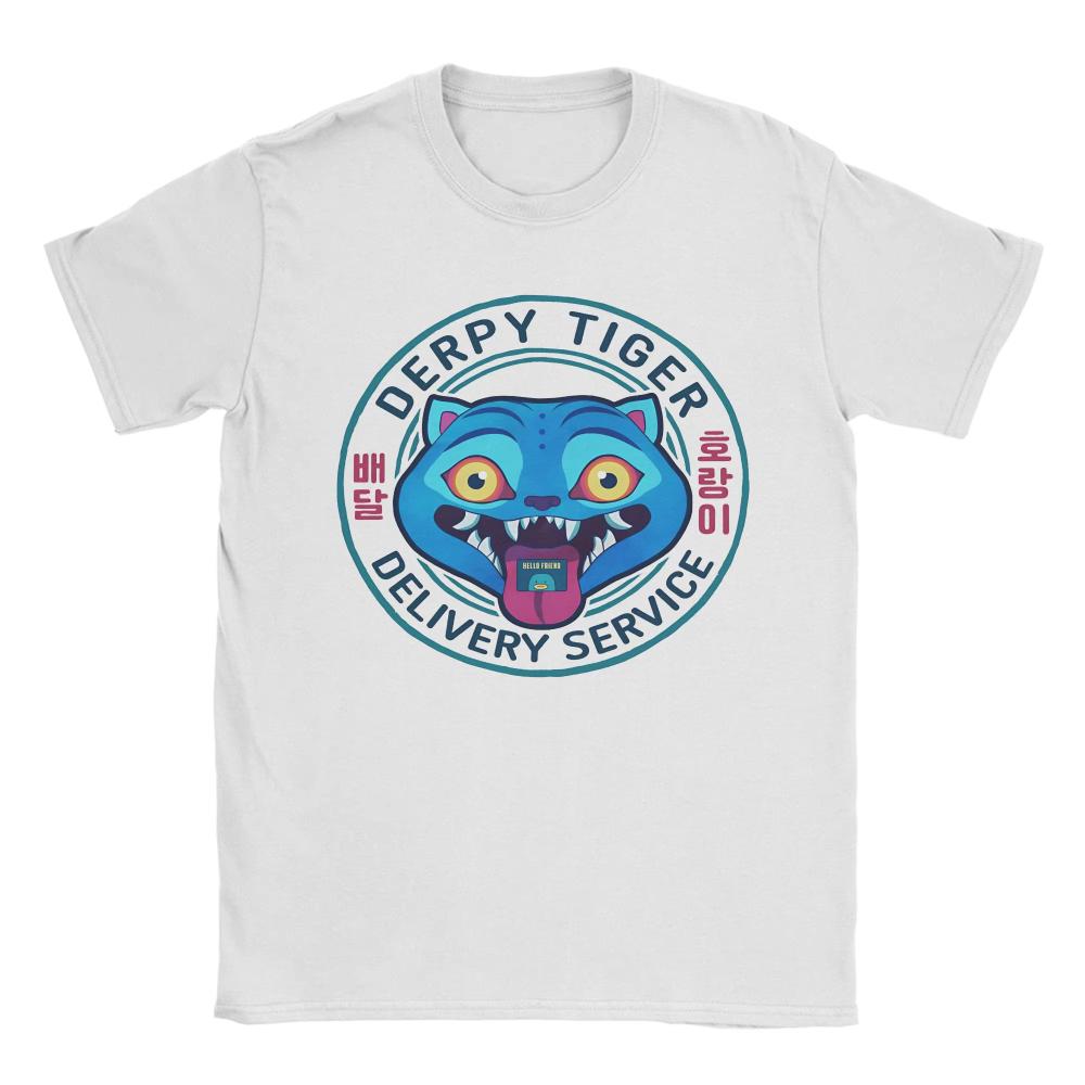 Unikalne koszulki z nadrukiem Derpy Tiger dla mężczyzn i kobiet, z okrągłym dekoltem, z czystej bawełny, Kpop, Demon Hunters, z krótkim rękawem, ubrania