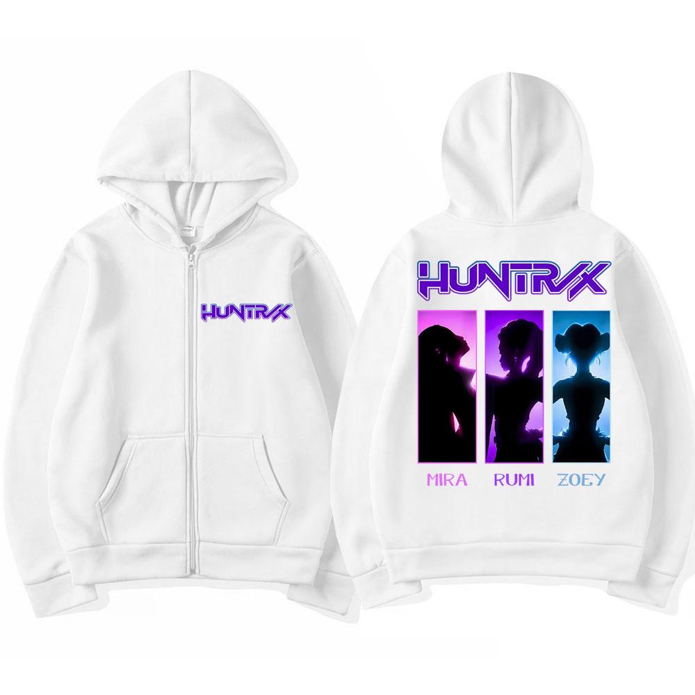 Harajuku Kpop Anime Dämonenjäger Reißverschluss-Hoodie Herren Damen Kleidung Rumi Zoey Mira Bedruckte Streetwear Übergroße Fleece-Mäntel Tops