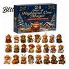 Christmas Gift for Kids Highland Cow Advent Calendar, 24 Unique Acrylic Ornaments, Decorative Calendar 2D Flat Hanging Charms Tree Decoration