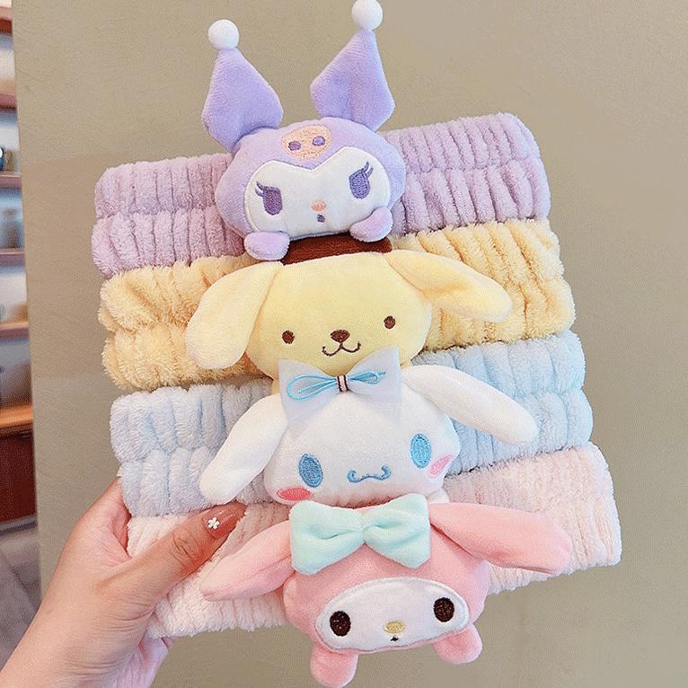 Cute Cinnamoroll High-Elasticity Headband for Women: Perfect for Face Masks, Makeup, and Hair Accessories, with Plush Wristband.