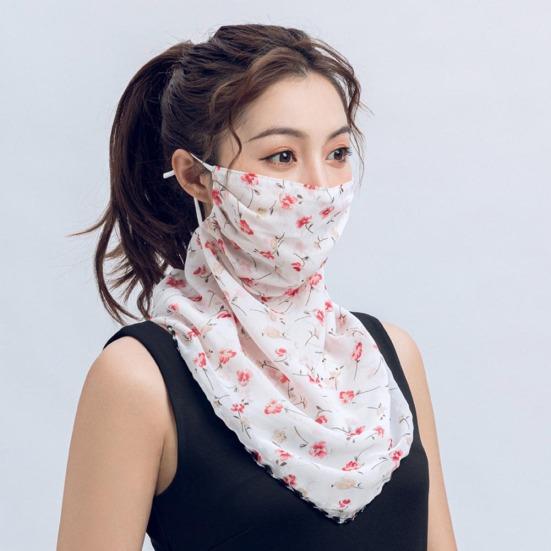 Fiori di Rosa Donna Estate Chiffon Anti-UV Sottile Velo Sciarpa Collo Copri Viso Sciarpa