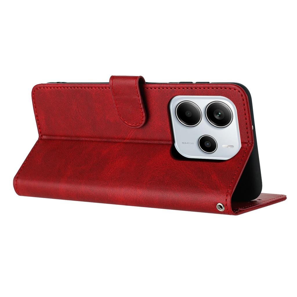 Für Xiaomi Redmi Note 14 4G (164,84 x 78,15 x 8,16 mm) Hülle Flip Ständer PU Leder Brieftasche Handyhülle Kalbsledertextur