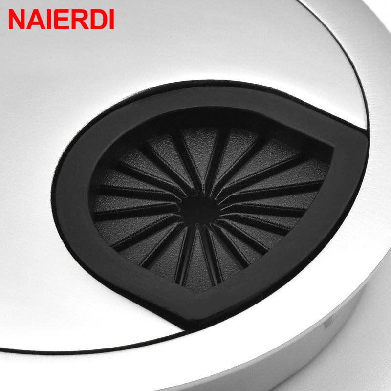 NAIERDI Lega di Zinco Copri Foro Cavo Tavolo Rotondo Porta Presa Scrivania PC Computer Passacavo Supporto Cavo 50mm/53mm/60mm/80mm