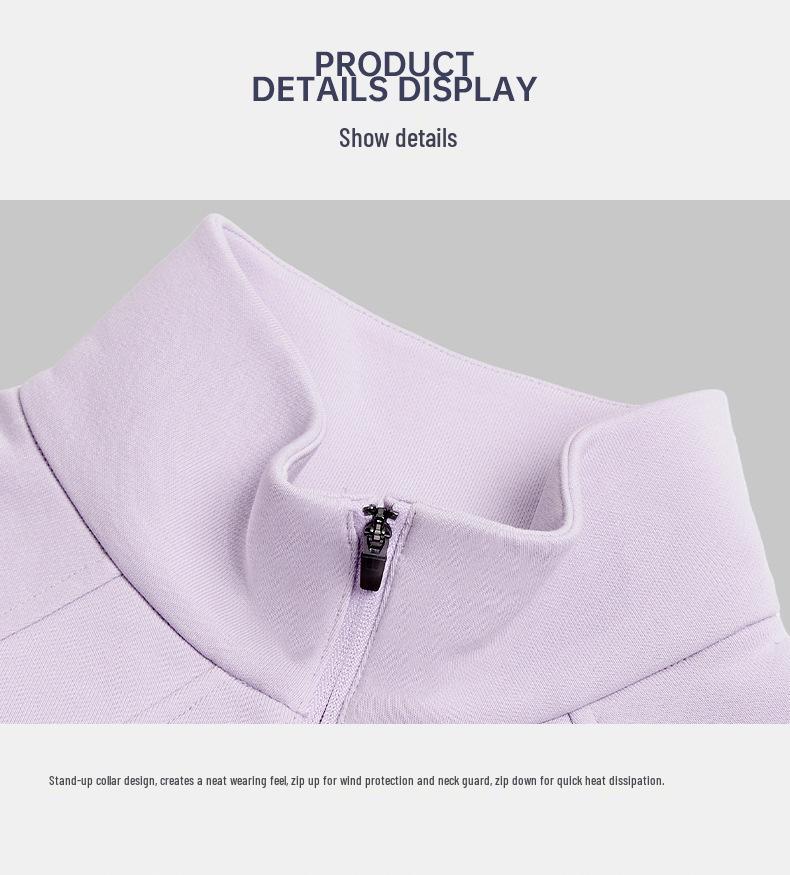 TECTOP Women's Cotton Hoodie: Breathable, Loose Fit, Stand Collar, Half-Zip, Long Sleeve for Autumn/Winter.