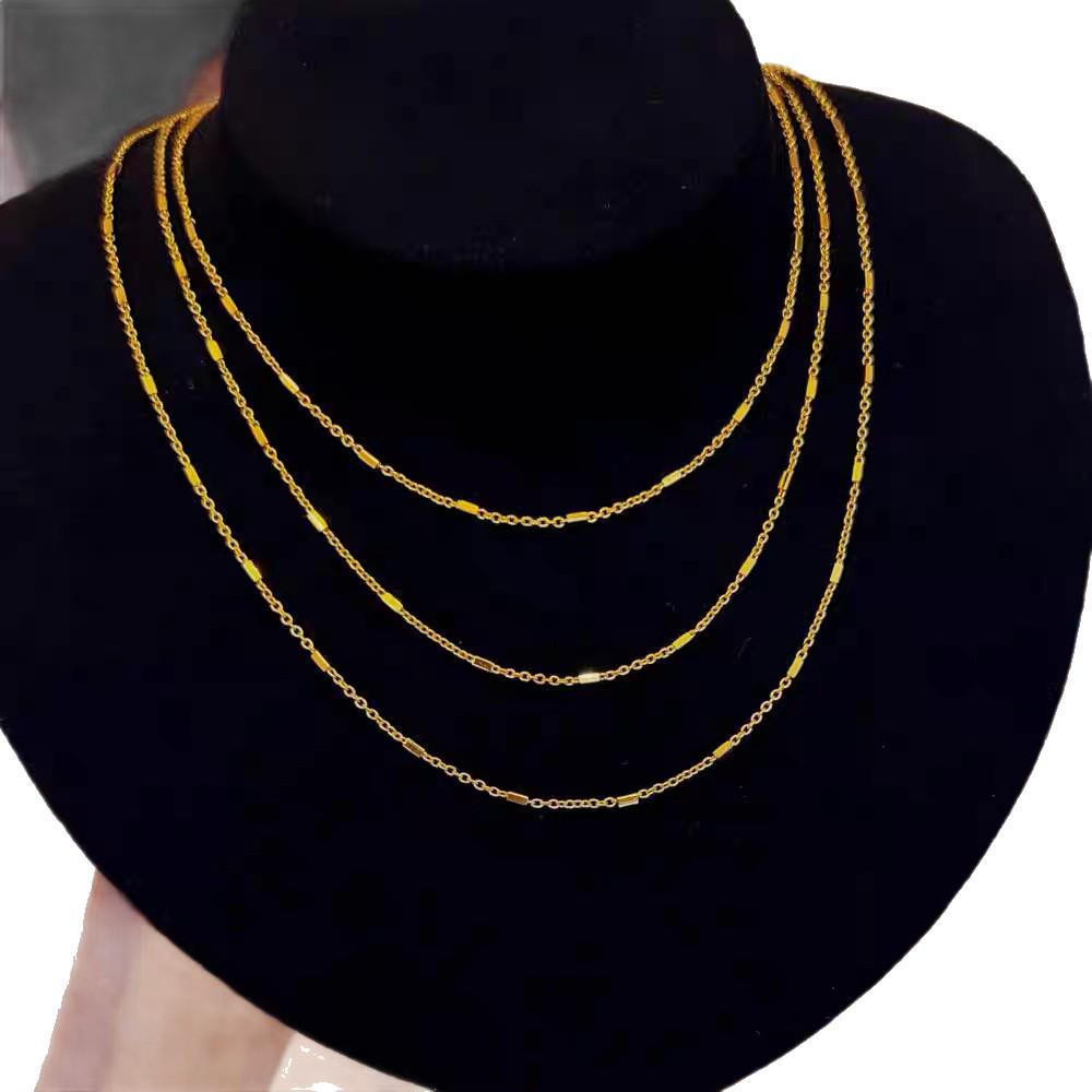 Trendy Geometric Gold Bar Chain Necklace with M Buckle - Simple, Versatile Design