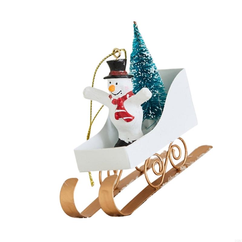 Iron Metal Sleigh Hanging Decoration Christmas Tree Ornament Car Interiors