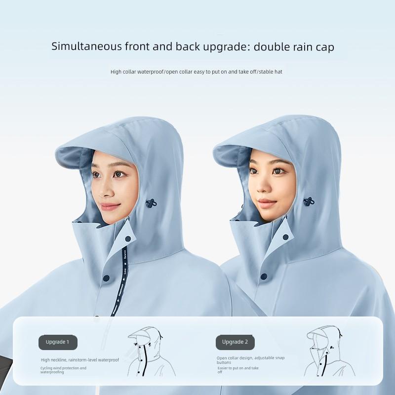 Electric Vehicle Double Raincoat for Parent-Child, Long Full-Body Storm-Proof 2024 Model, Unisex Electric Motorcycle Two-Person Rain Poncho