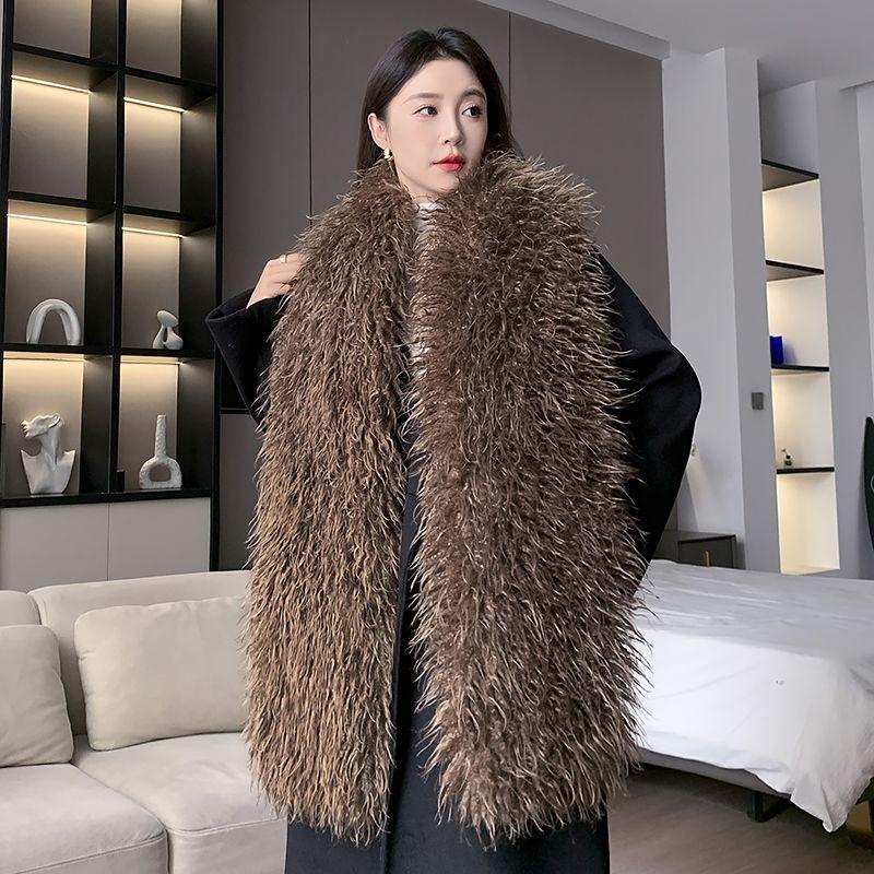 New Fashionable Effortless Retro-style Oversized Scarf - Women's Double-sided Thickened Plush Neck Warmer for Winter Women's Scarves