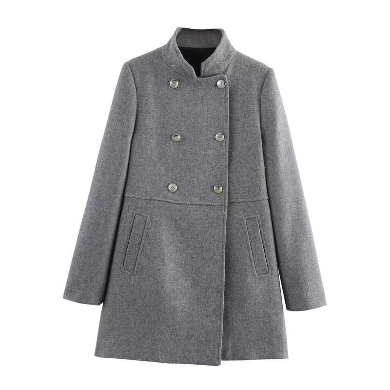 

Za New Fall Women s Clothing 2025 Fashion Style Fashionable All-Match Blended Double-Breasted Coat Outwear 9037141 Grey L