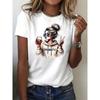 Streetwear 90s Women'S Casual Graphic T-Shirt "Dramatic" Print with Wine Print Short Sleeve T Shirt Clothing Top Tee