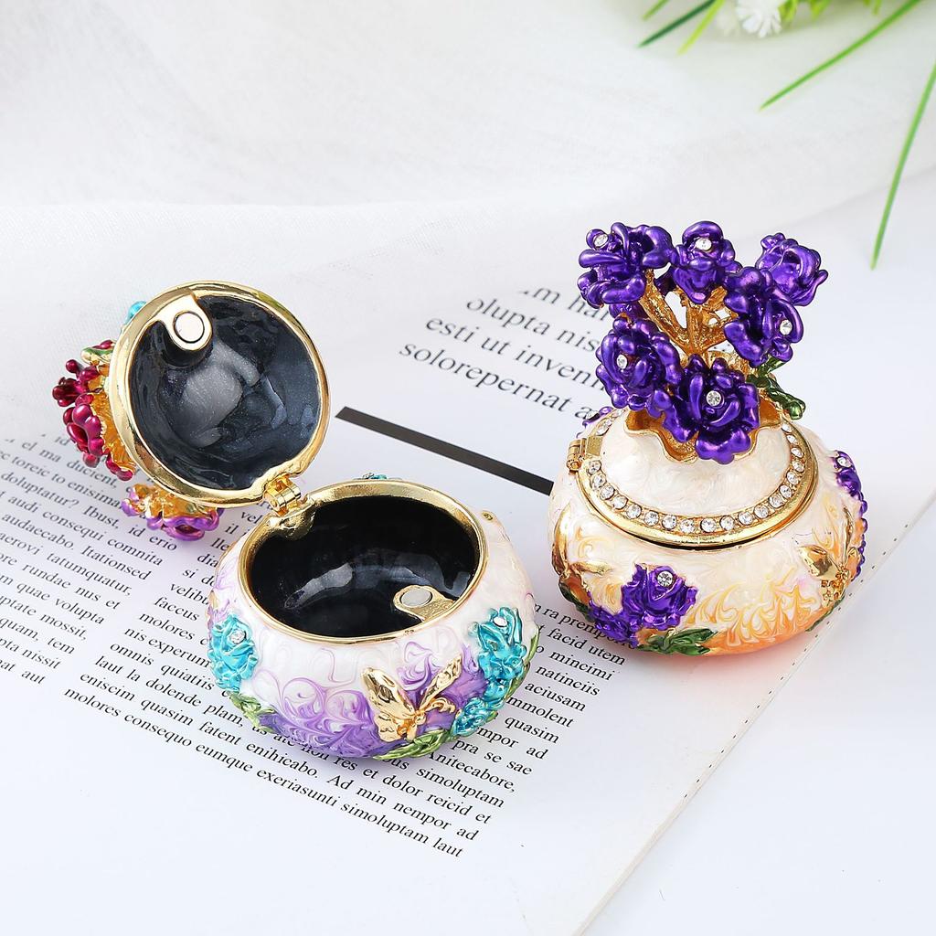 Shengbeifan Handwerkskunst Emaille blaue Vase Dekoration Simulation Schreibtisch Mini-Dekoration Schmuckschatulle Schmuckkästchen