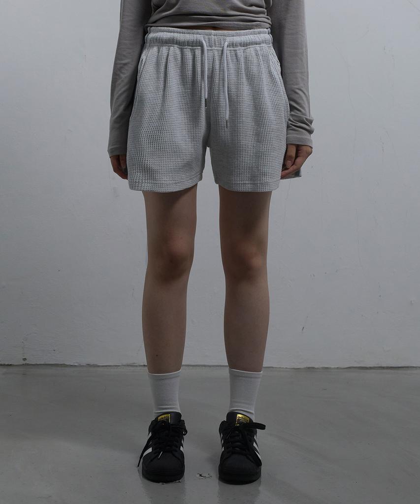 CHICKS Knitting-Like Track Shorts Back Melange