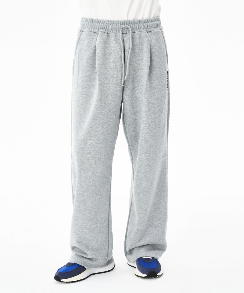 MOZMOZ Heavy Fleece-Lined Ver. One-Pleat Sweat Wide Training Pants Melange