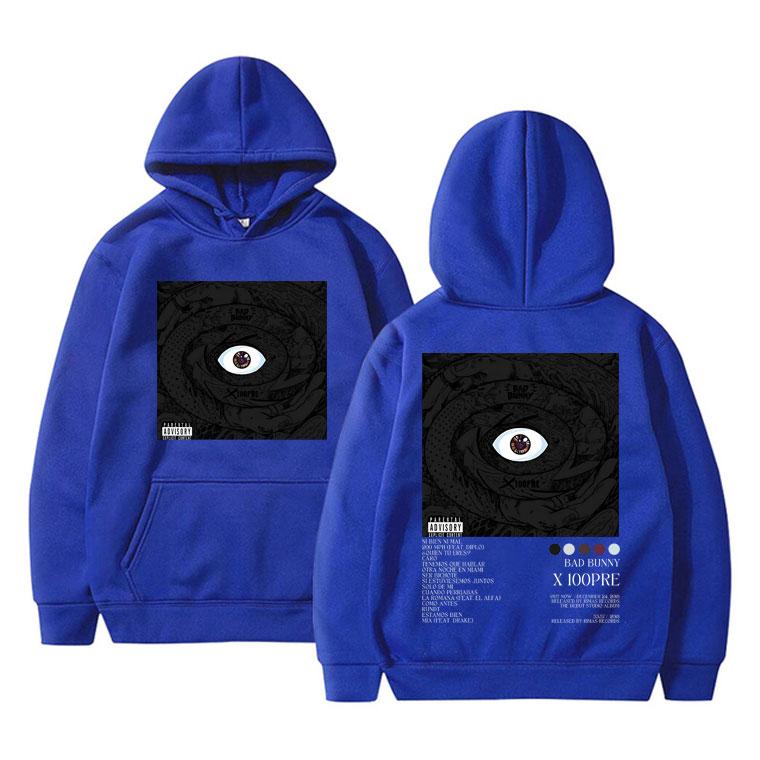 Rapper Bad Bunny X 100Pre Music Album Double Sidprint Hoodie Men Women Hip Hop Oversizhoody Sweatshirts Vintage Streetwear