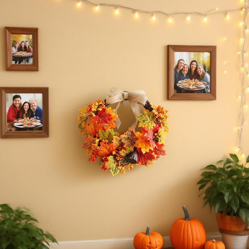 18 Inch Outdoor Fall Wreath for Front Door, Thanksgiving & Harvest Holiday Decor Wreath for Home Porch, Fireplace Mantel, Window