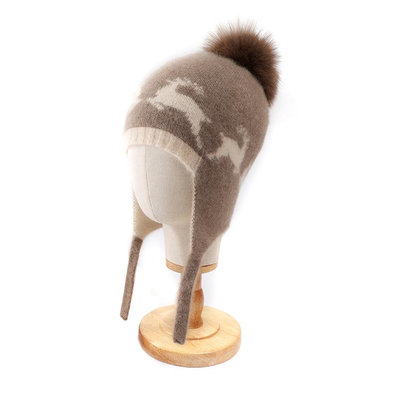 2026 Autumn/Winter Children's 35% Cashmere Deer Pom-pom Hat - Warm, Casual, Versatile for Boys & Girls