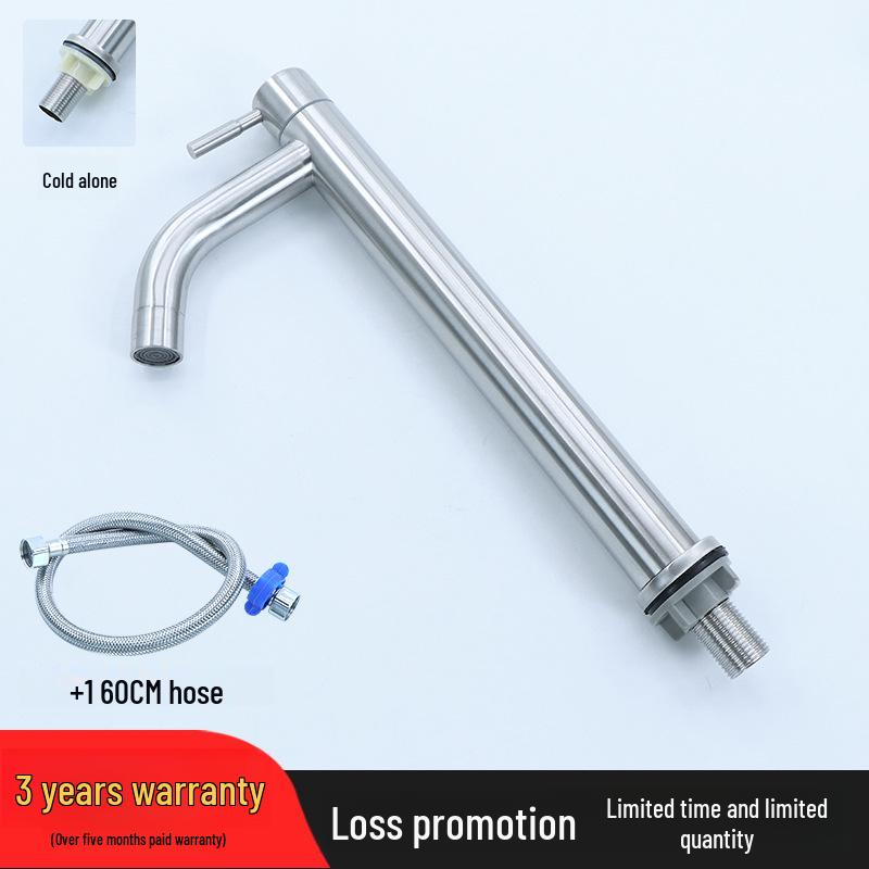 304 Stainless Steel Tall Single Cold Bathroom Faucet