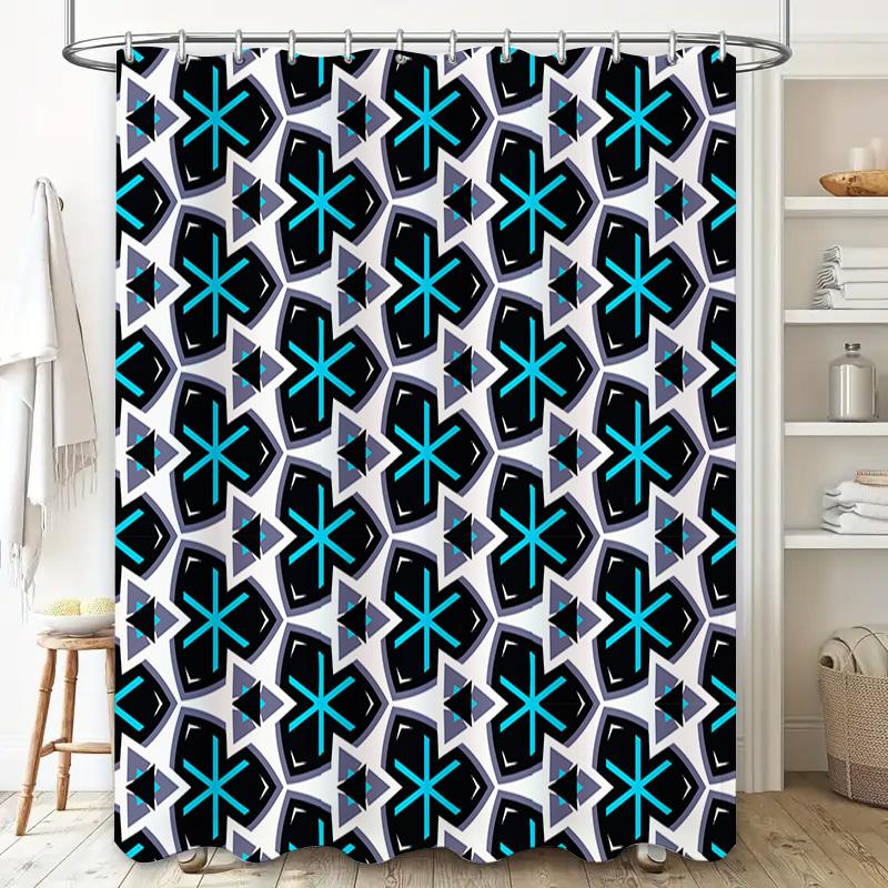 Blue Black Geometric Pattern Shower Curtain For Bathrooms Decor Home Linen Waterproof Bathroom Accessories